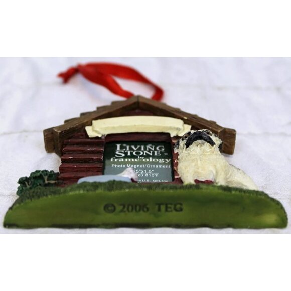 Russ Berrie U.S. Living Stone Framecology Photo Magnet Frame Ornament Dog House - Picture 3 of 8